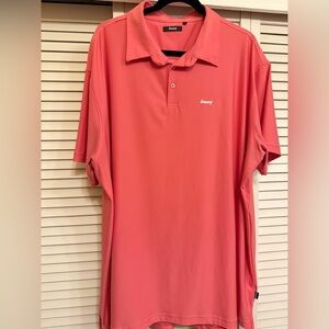 Breezy Men's Sz 3XL Coral Polo Shirt Performance Stretch Collard Golf Shirt